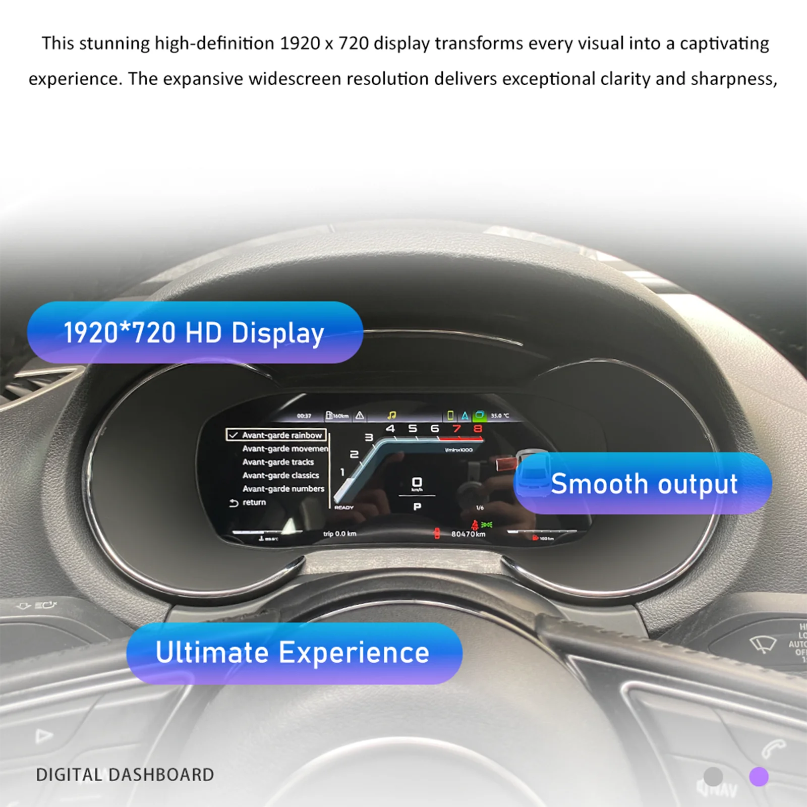 Velocímetro LCD de 1920*720, Panel de Instrumentos Digital para Audi A4 Años 2008-2012, Tablero Virtual 7