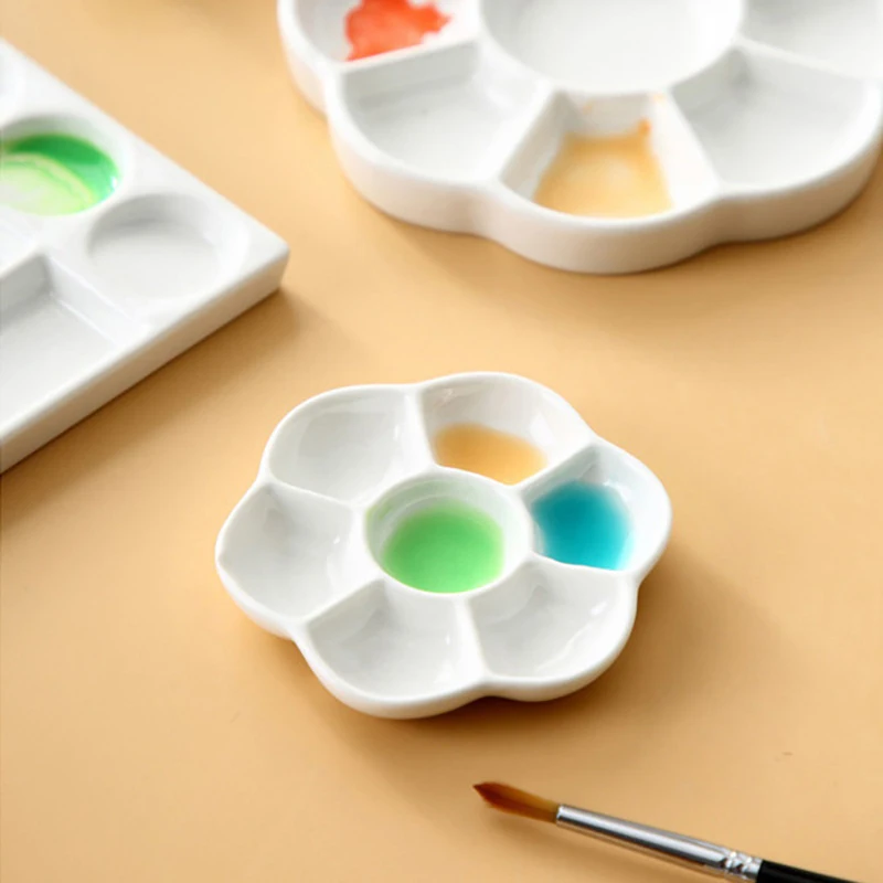 Plum Blossom Shape Ceramics Nail Art Tray Nail Color Mixing Tray Salon Art Palette Display Board Manicure Tool