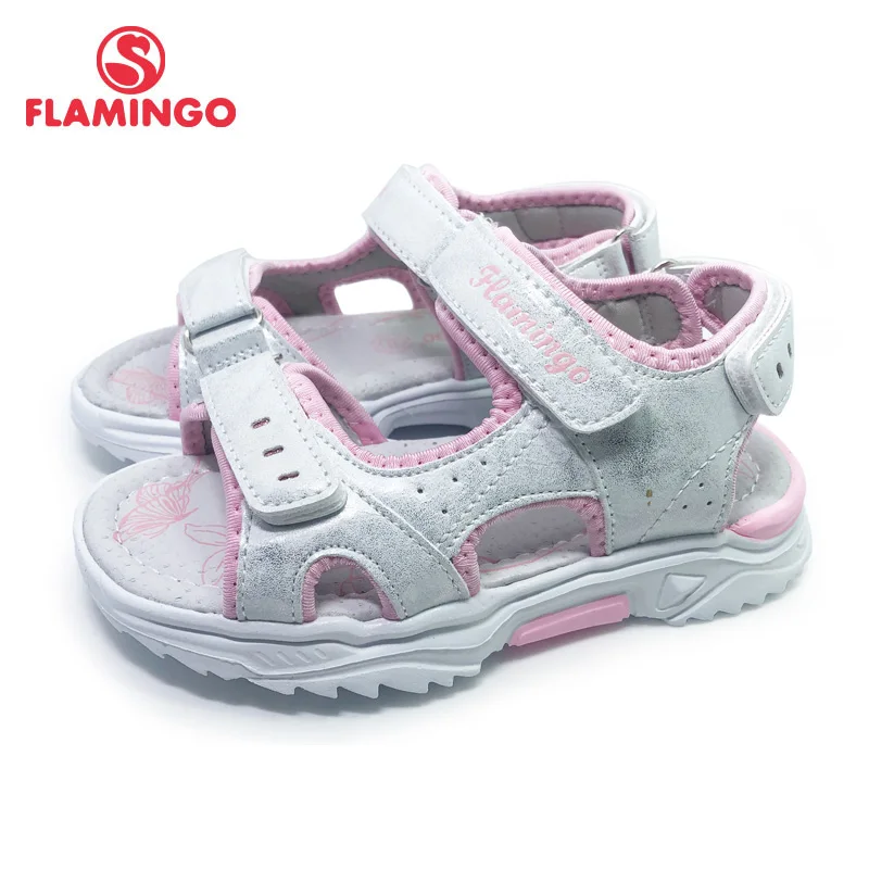 FLAMINGO  Summer Children Shoes Fashion Kids Sandals For Girls 27-32  Fly Webbing Peep-Toe Beach Kids Girl Shoe