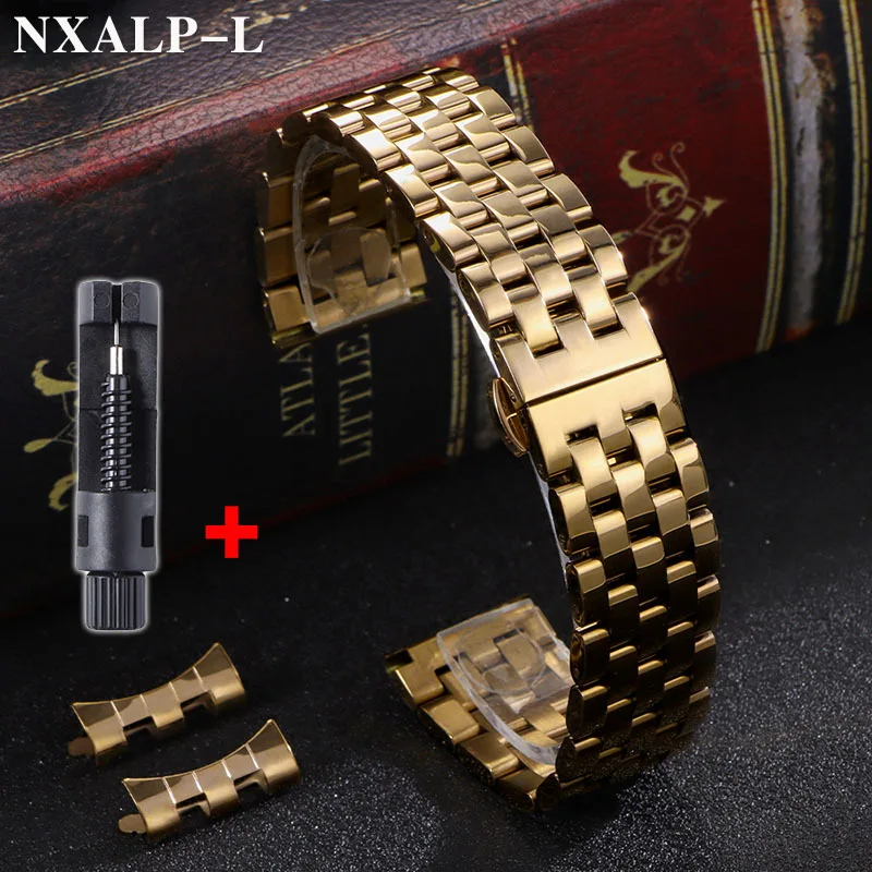 Premium Solid Stainless Steel Watch Band - High-Quality Curved/Flat End Wristband, Available in Various Sizes
