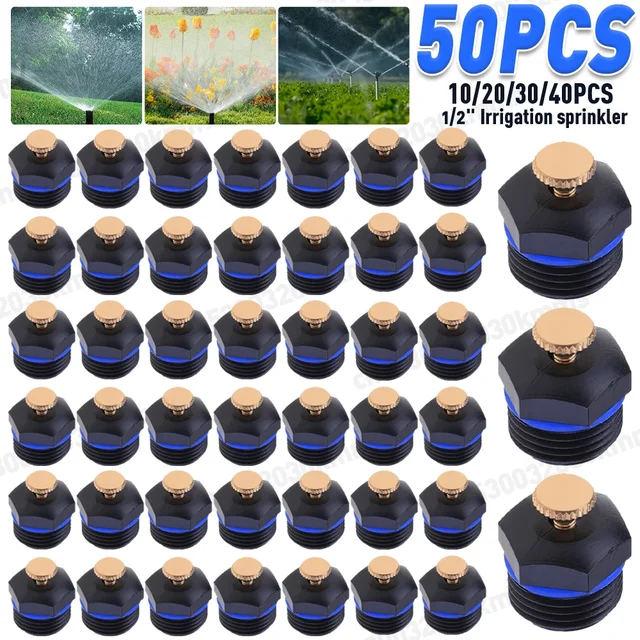10-50PCS Garden Irrigation Nozzle 1/2 DN15 Adjustable Dripper Sprinkler Micro Drip Balcony Yard Lawn Watering Spray Greenhouse