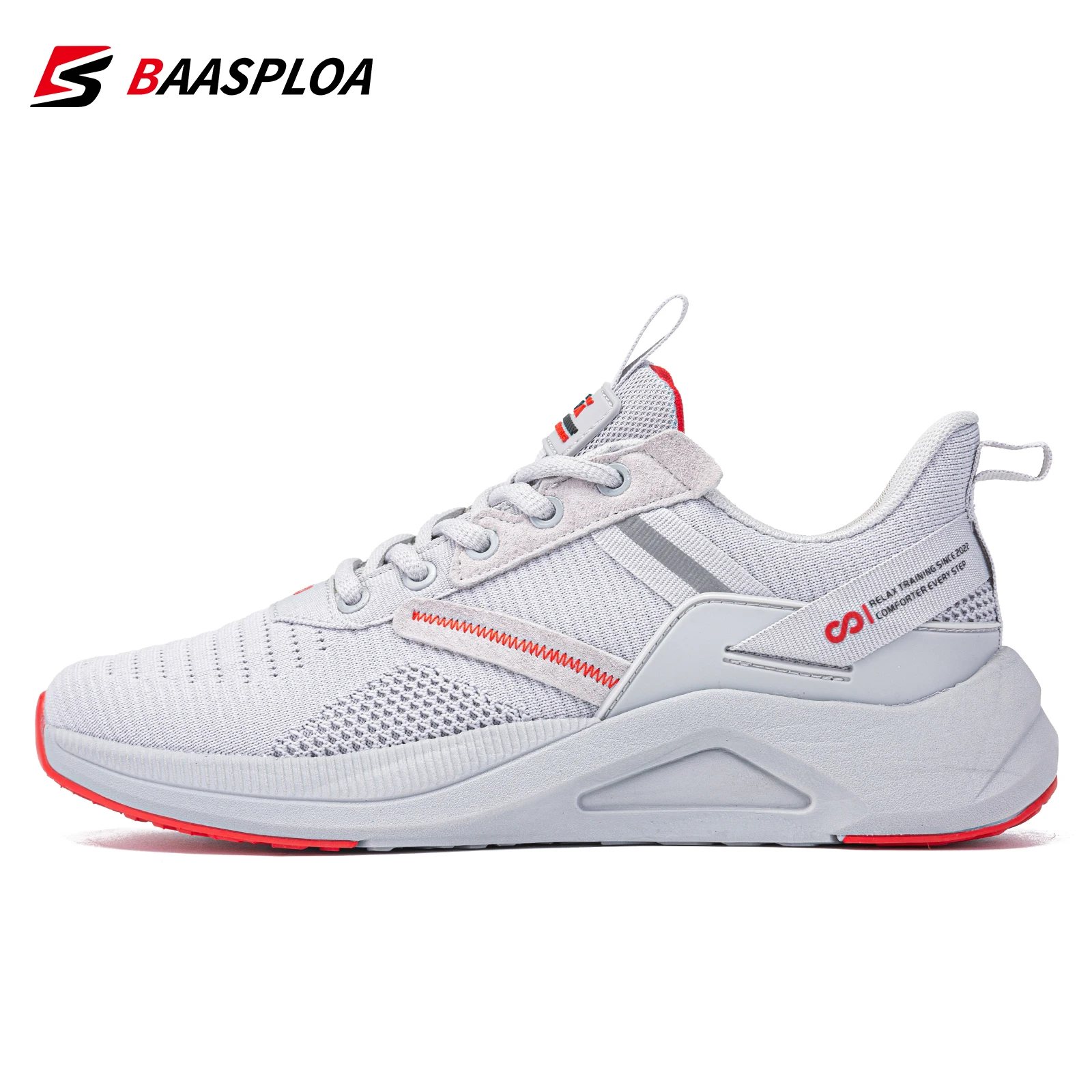 

Baasploa Men's New Shoes Lightweight Running Shoes Fashion Comfortable Walking Sneaker Knit Mesh Male Athletic Shoes