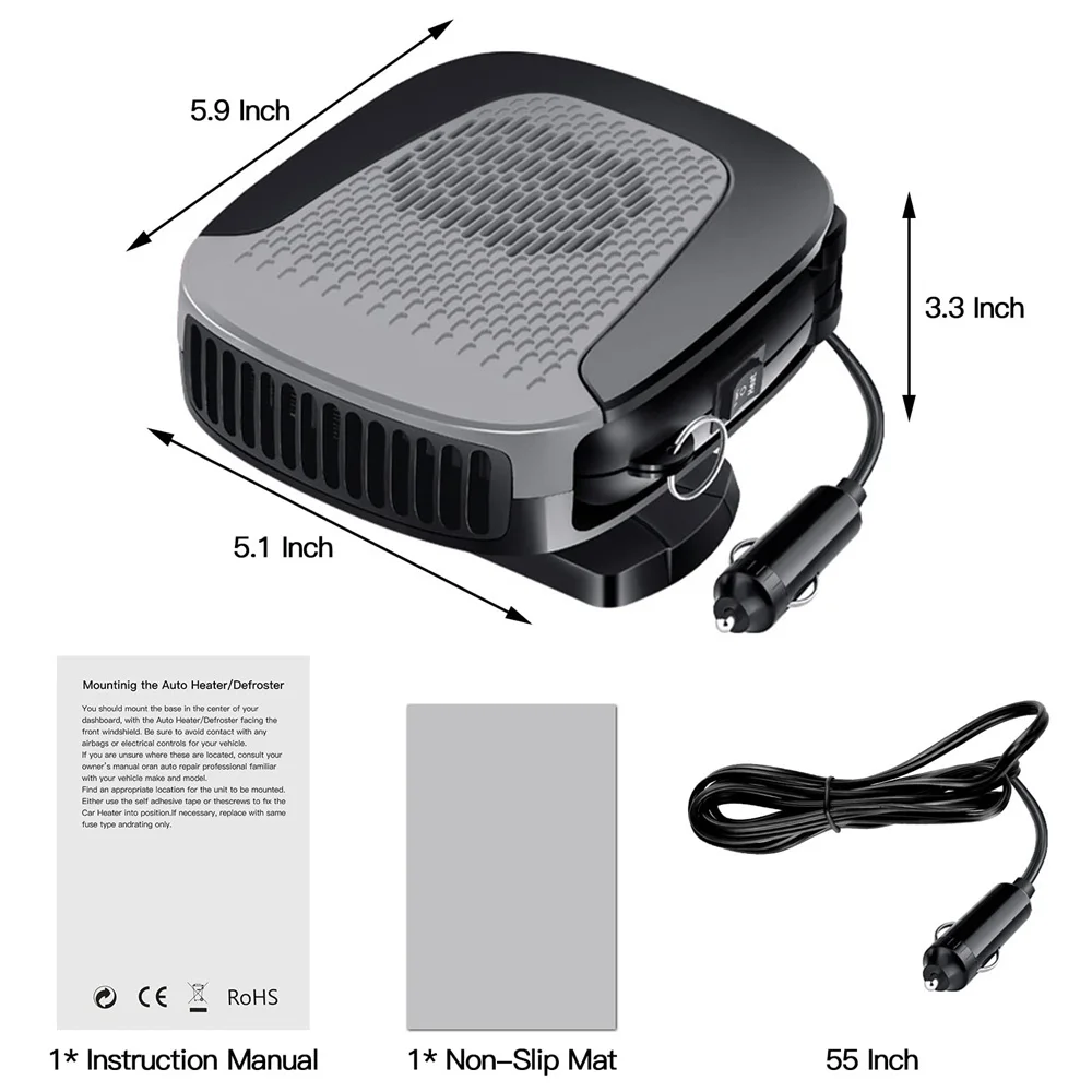 12V DC Car Auto Portable Defroster Demister Electric Heater Heating Cooling  Fan