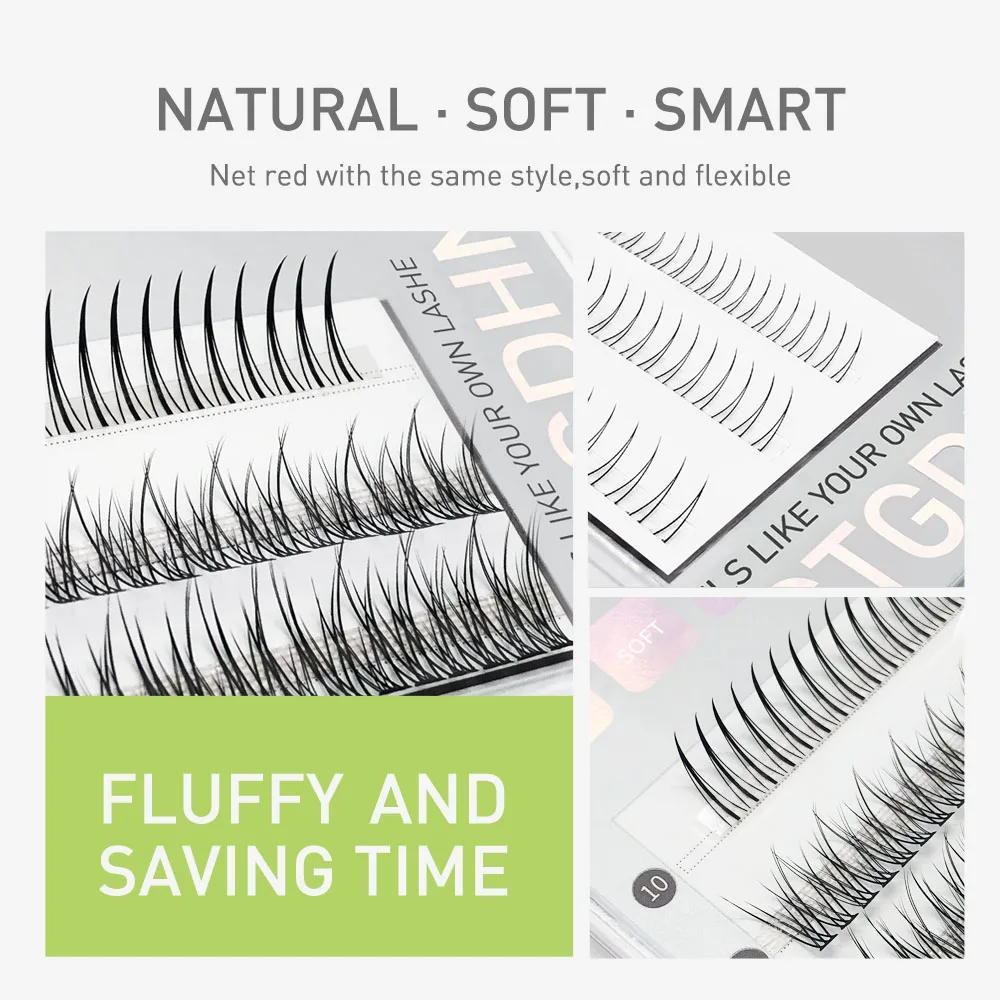 Eyelash Set A/M Shape Spikes Fish Tail Cluster Eyelash Mix Heat Bonded Extension V Under Lower Lashes Individual Makeup DIY Premade Fan Set