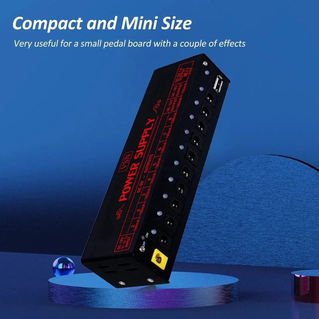 กีตาร์ Effector แหล่งจ่ายไฟ 10 เอาต์พุต DC แยก 9V12V18V สําหรับเหยียบแยกป้องกันการลัดวงจร VSN 1