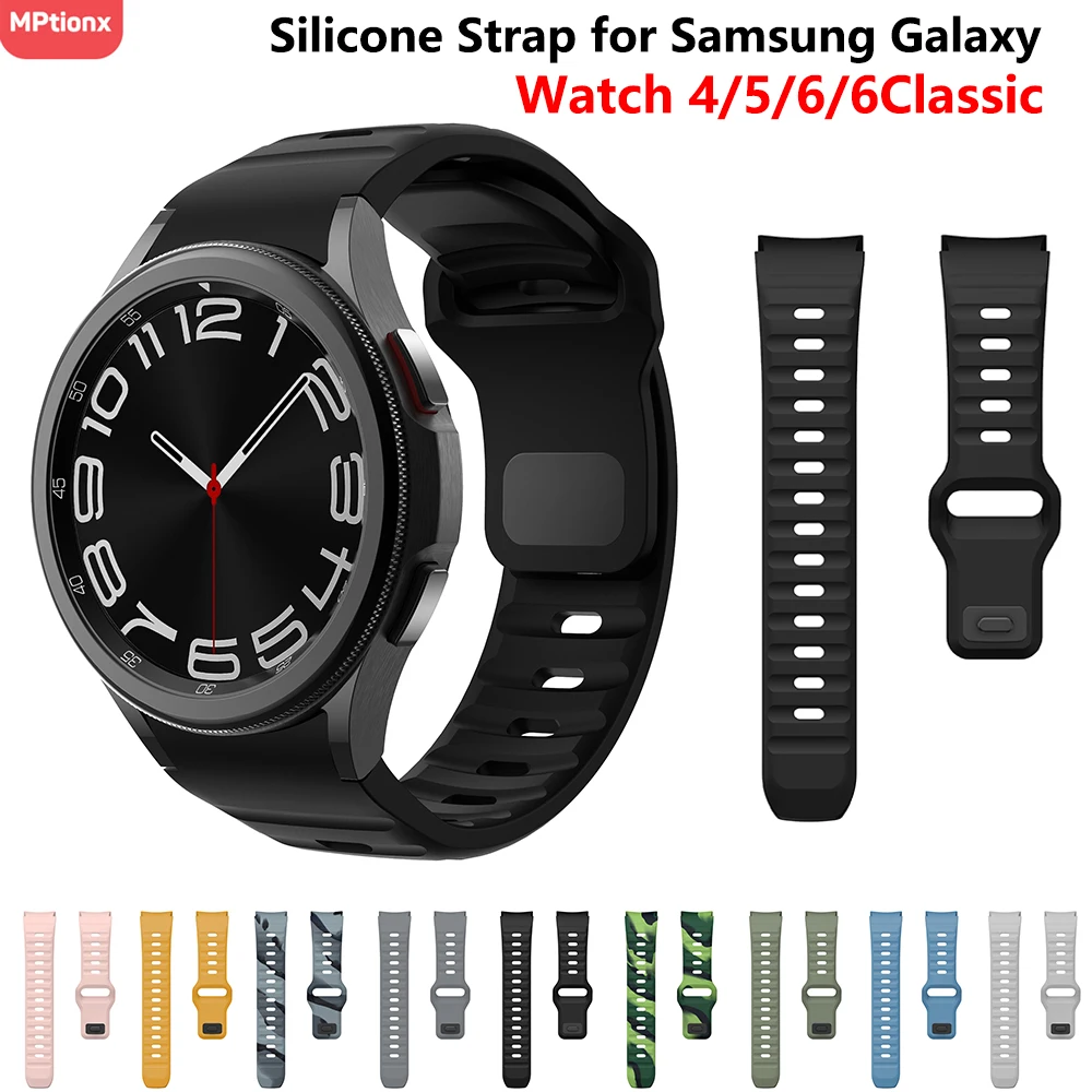 Силиконовый ремешок для Samsung Galaxy Watch 5 Pro 45 мм, Watch 6 5 4 44 мм 40 мм, браслет Galaxy Watch 6 4 Classic 43/47 42/46, аксессуары ремешок из искусственной кожи для samsung galaxy watch 4 classic 46 мм 42 мм 44 мм 40 мм сменный браслет для часов аксессуары