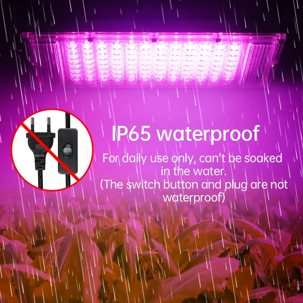 LED Grow Light 50W/100W for Indoor Plants Waterproof Full Spectrum Plant Growth Lamp Purple LEDs Adjustable Stand One Switch