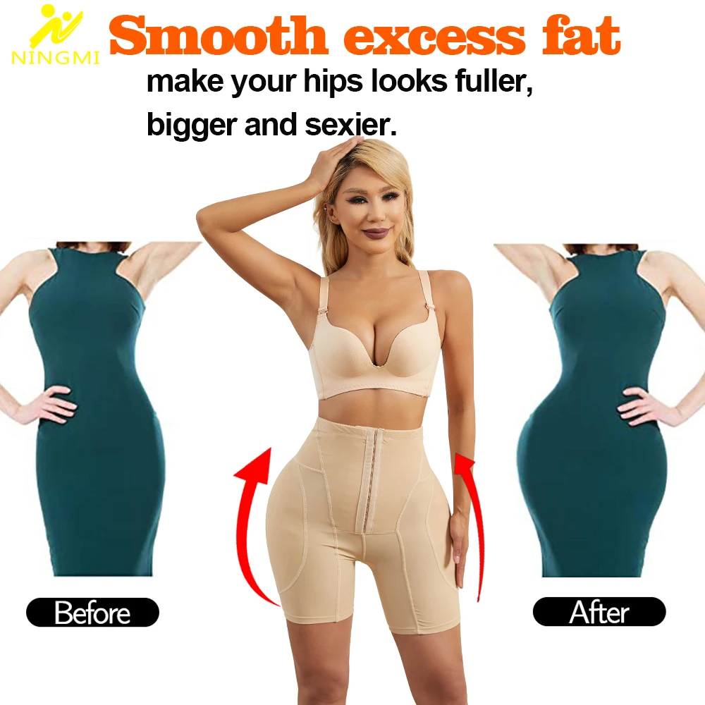 NINGMI Women Butt Lifter Panties High Waisted Flat Tummy Hip Enhancer Briefs Abdomen Control Body Shaper with Removable Pads