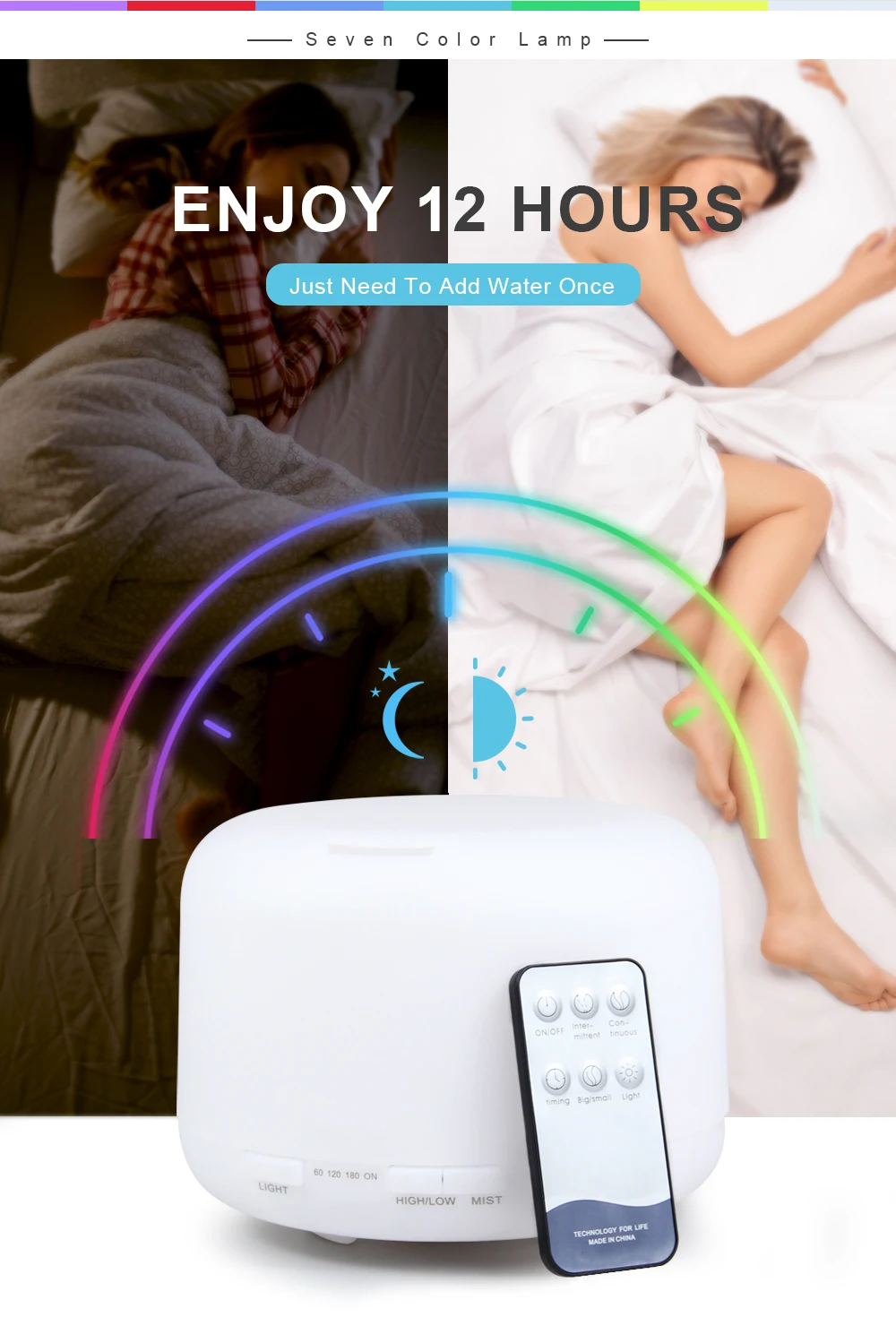 Description Picture 3 of item500ml Essential Oil Diffuser Timing Function Aroma Diffuser Ultrasonic Air Humidifier with Remote Control for Home Office