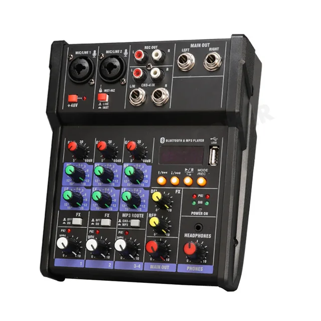 4 kanaals mengpaneel met 48V phantom power - Fakkert Electronica