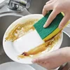 50p-2cs Scouring Pad Double Sided Scrub Bowl Pot Cleaning Sponge Dish Washing Kitchen Tools Home Clean Supplies 2