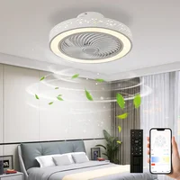 2 in 1 Modern Smart Ceiling Fan with Light Remote Control LED Dimmable 6 Speeds Timer Flush Mount Enclose Ceiling Fans Lamp 72W 1