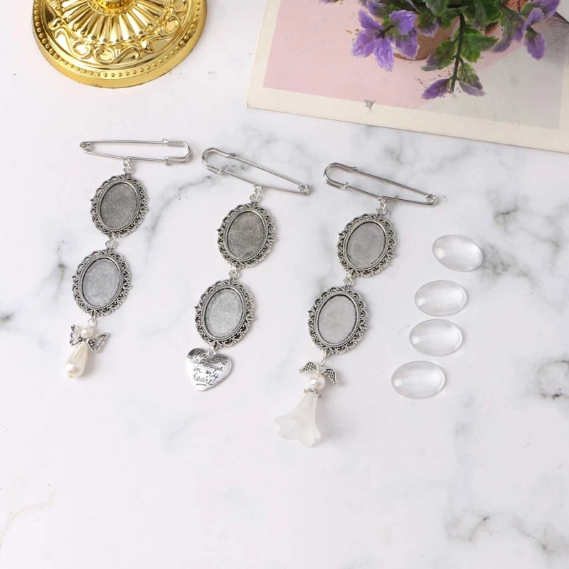 

10 Set Metal Alloy Pendant Trays Oval Bezel Trays DIY Vintage Blank Pendant Bases with Transparent Glass Cabochons