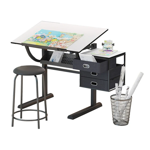 Drafting Table with Adjustable Tabletop, Black - AliExpress