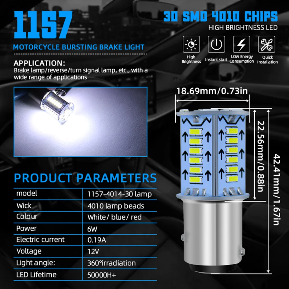 

1x 1157 LED Light Sequential Brake And Strobe Rear-Brake DC 12V Flash Bulb For All Kinds Of Motorcycles And Cars White/blue/Red