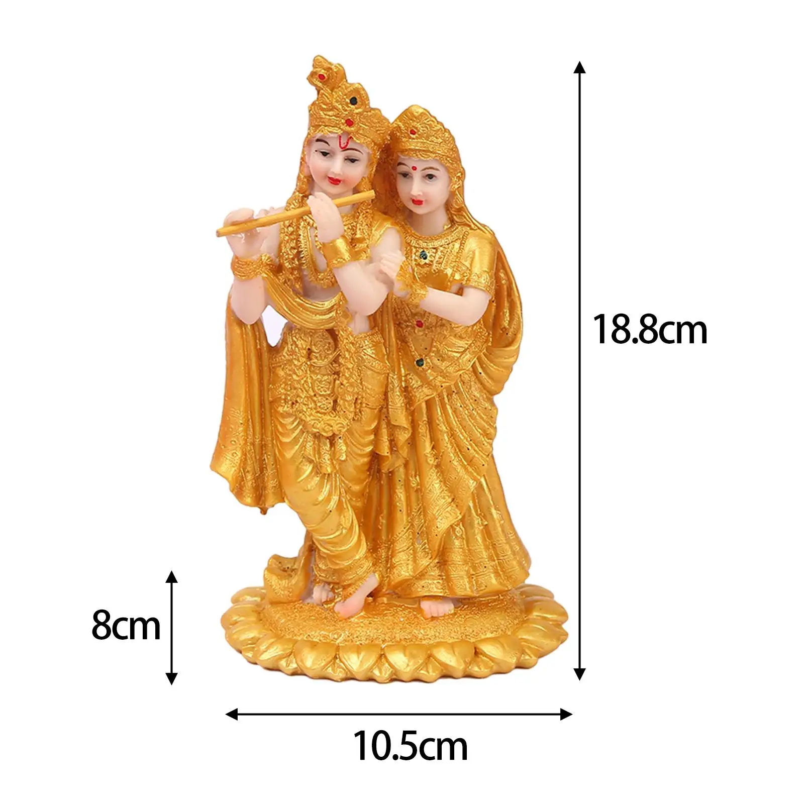 India Radha Krishna Figurine Statue Lifelike Decorative 4x3x7.4inch Altar Shrine Decor for Garden Bonsai Decor Traditional
