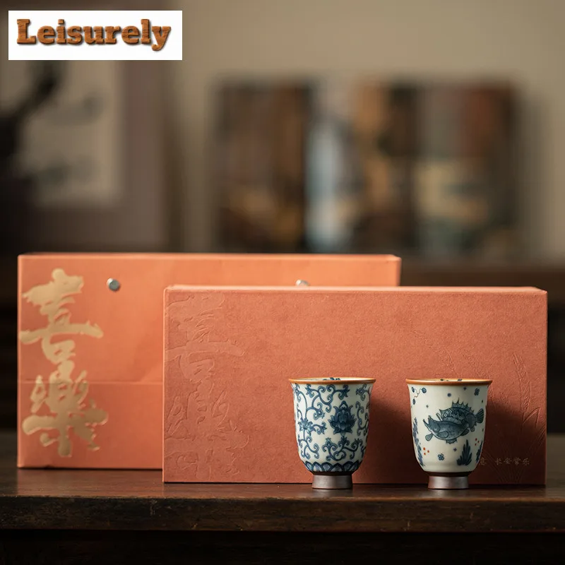 Antique Ru Kiln Teacup Boutique Tea Bowl Water Jug Tea-tasting Smelling Cup Jianzhan Master Cups Household Tea Item Gift Box Set