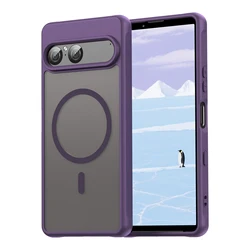 Translucent Frosted Shield Shockproof Phone Case with Magnetic Wireless Charging Compatibility - Sony Xperia 10 VII (Purple)