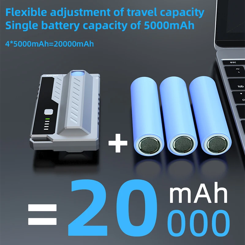 for iPhone Xiaomi Cyber Mecha Tactical Replaceable Battery Mobile Power 22.5W Fast charging Portable Charger External Battery 6
