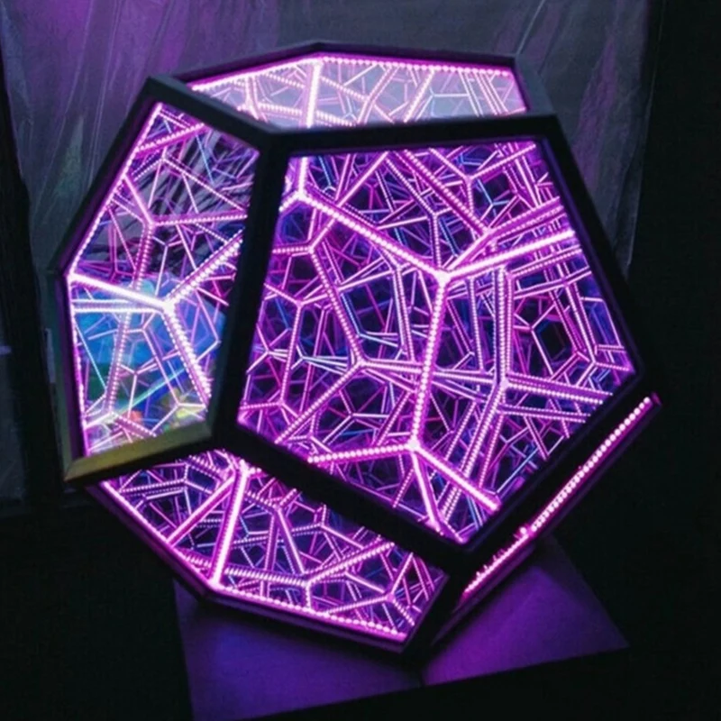 

Необычная крутая бесконечная Ночная лампа Dodecahedron, цветная настольная лампа, настольное украшение для дома