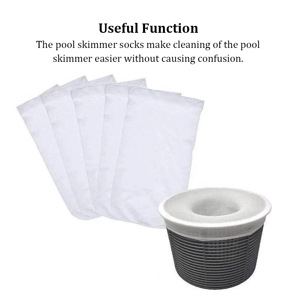 

10Pcs Swimming Pool Filter Non-woven Mesh Professional Skimmer Socks Multi-functional White Skimmers Equipment Supplies