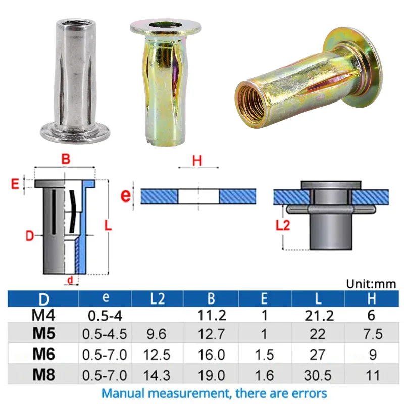 Écrou à rivet - VBESTLIFE - M3/4/5/6/8/10 - Acier inoxydable - Kit de 93 pièces - Pratique pour