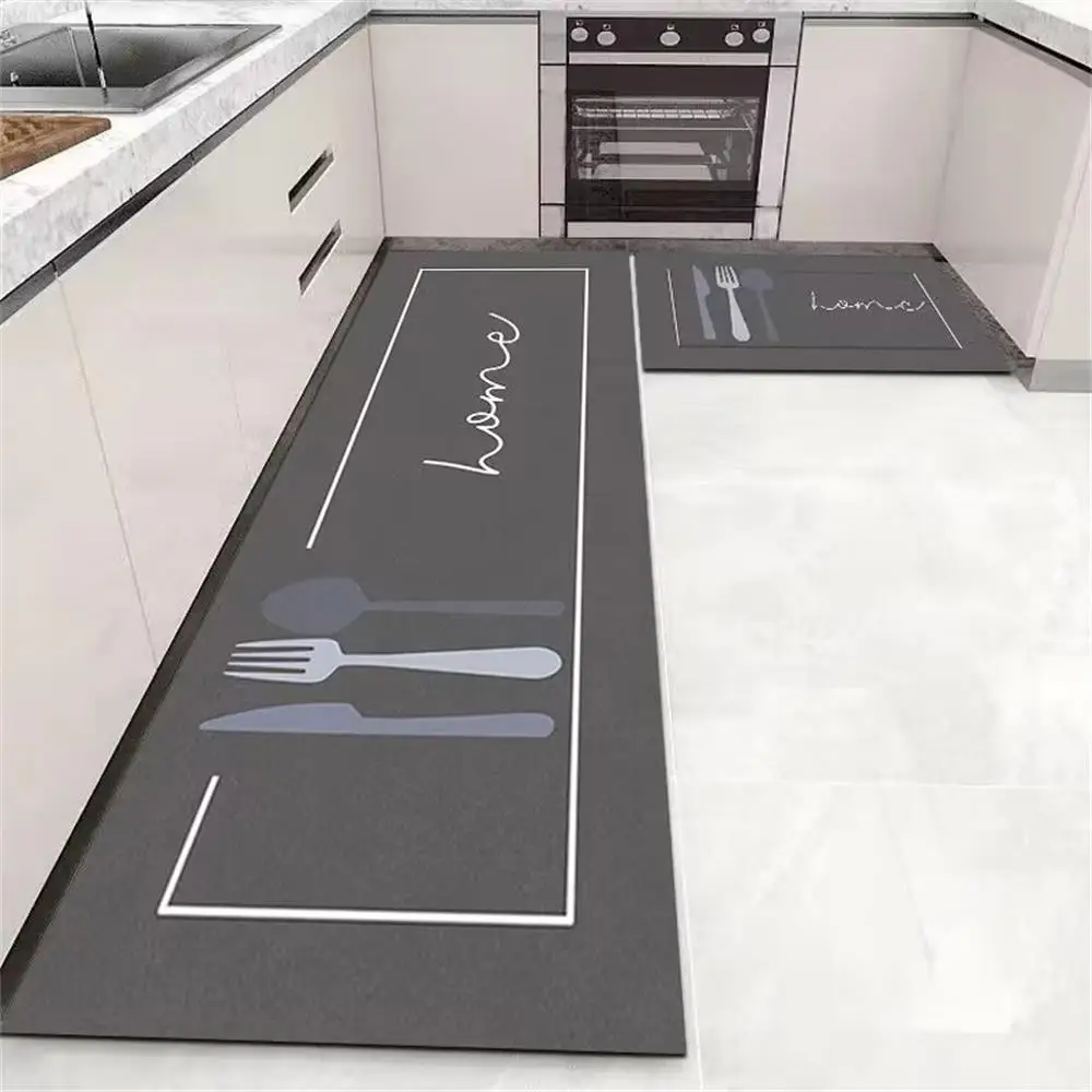 Soft Washable Non-Slip Kitchen Floor Mat for Bedroom Living Room Hallway Bathroom Entrance Long Bedside Carpet