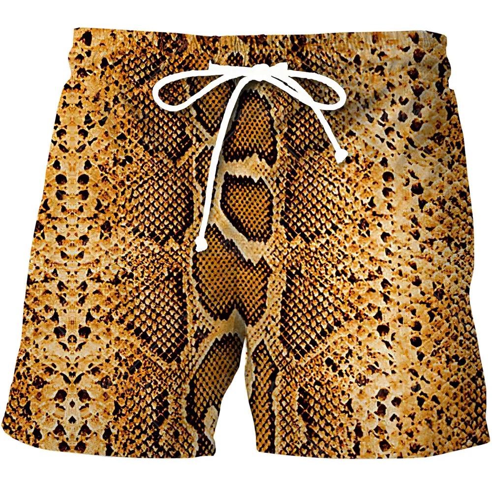 Snakeskin Beach Shorts 3D Print Summer Men Women Streetwear Oversized Surfing Board Sport Pants Swimsuits Trunks Kids Clothing 2