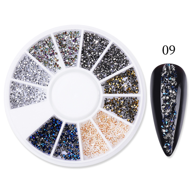 Gold Geometry Rivet Alloy Nail Studs Chameleon Stone Nail Rhinestone Small Irregular Beads 3D Nail Art Decoration In Wheel