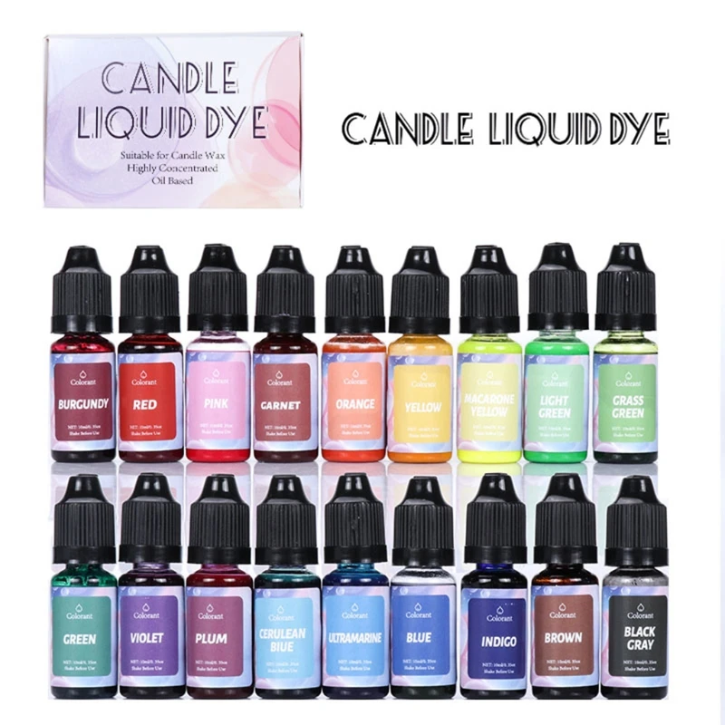 18Color Concentrated Liquid Candle Dye Aromatherapy Candle Color Essence Soy Wax Dye DIY Making Supplies Safe and Natural