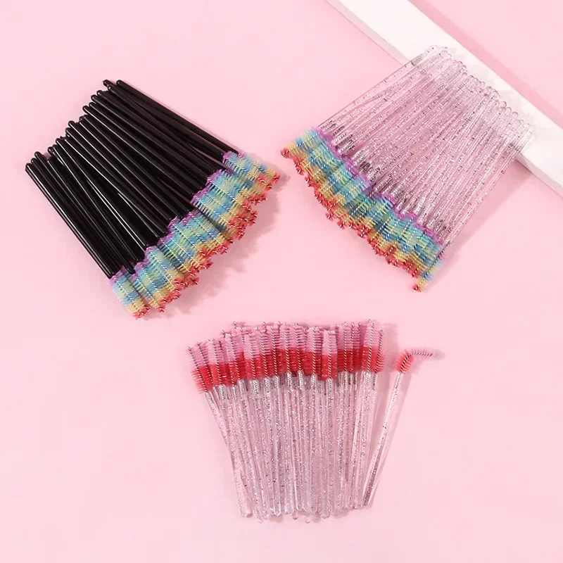 50pcs Colored Eyelash Brush Lash Mascara Wand Eyelash Curler False Lash Extension Tool Bendable Brow Brush Comb LAUKISS 2