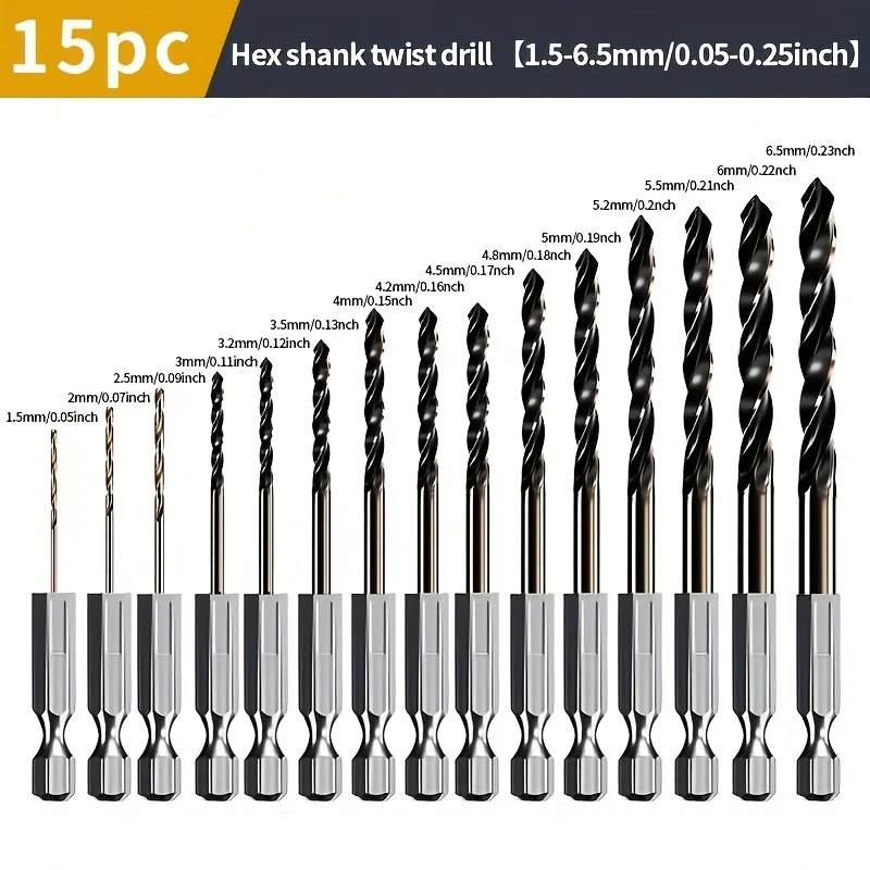 5PC 1.5mm6.5mm Cobalt Coated Twist Drill Bit Set HSS M35 Gun Drill Bit