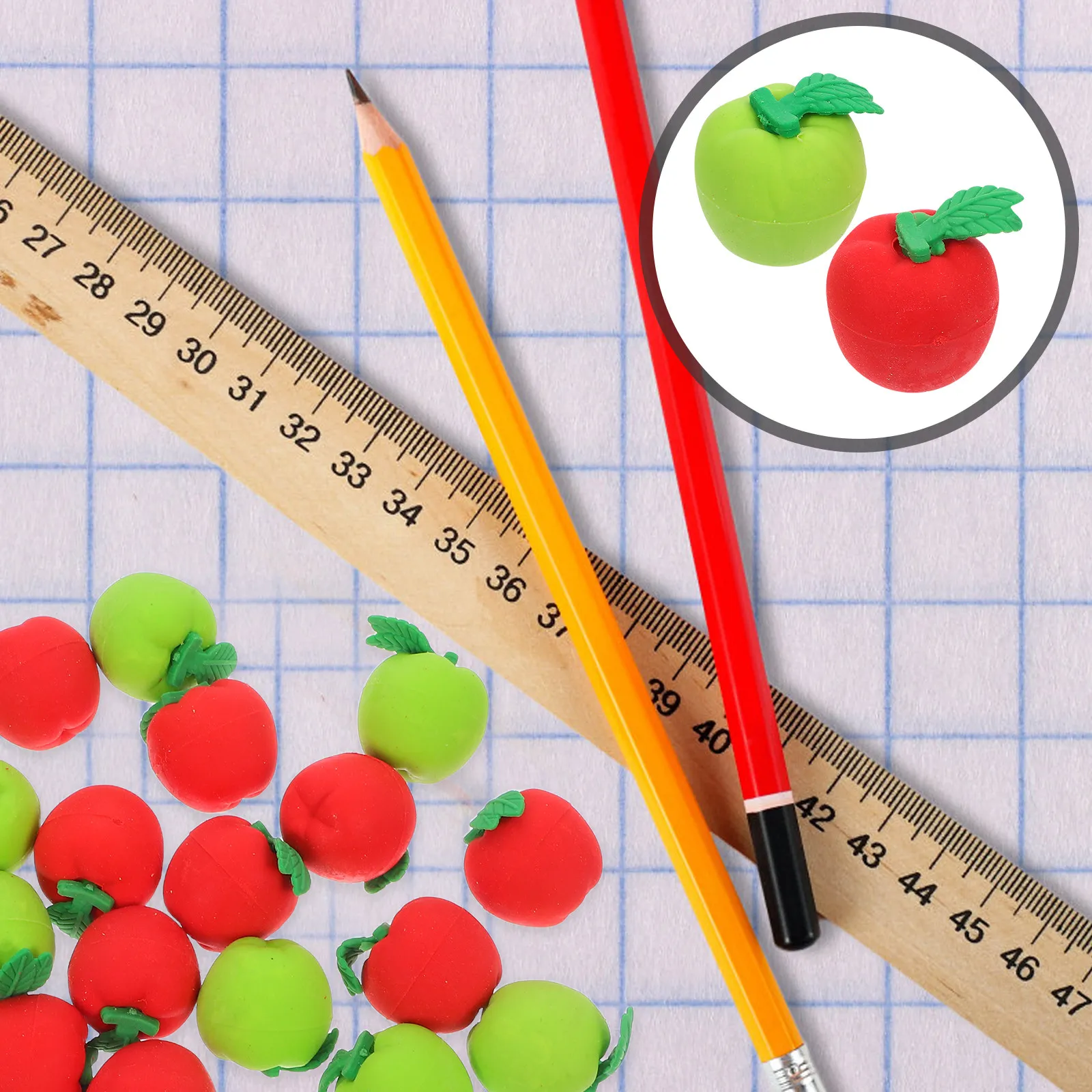 36Pcs 음식 모양 지우개 세트 - 테마별 미니 지우개, 밝은 색상의 부드럽고 ..