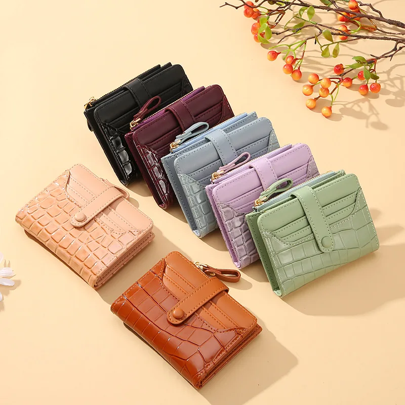 Leather Small Wallets Women Luxury Brand Design Splicing Short Wallet  Purses Female Short Coin Zipper Purse Credit Card Holder - AliExpress