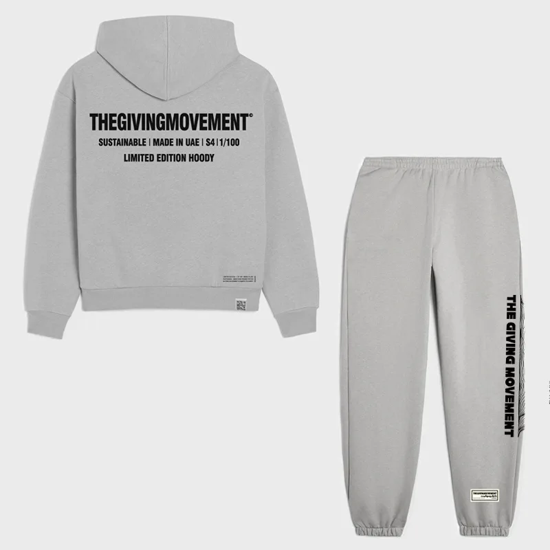 THEGIVINGMOVEMENT Loose Hoodies 2 Piece Set Casual Fashion Long Sleeve Sweatshirt Pants Suit for Men and Women 5
