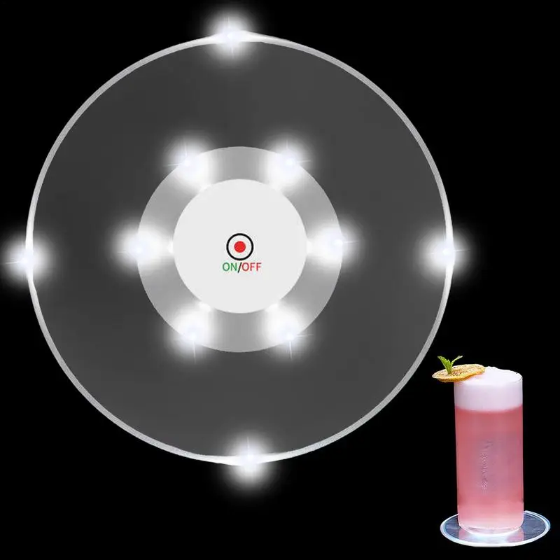 

Long-Lasting Colorful LED Coaster Light Up Coasters Stickers Liquor Bottle Drink Luminous Cup Mat Club Bar Party Car Wedding