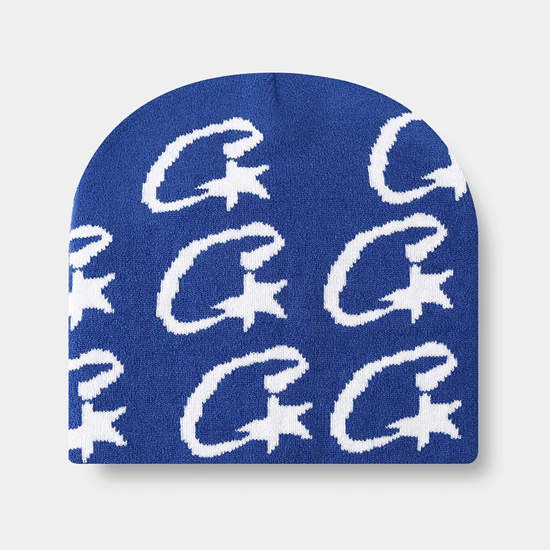 Fashionable Star Pattern Knitted Beanie - Unisex, Warm & Soft Winter Hat
