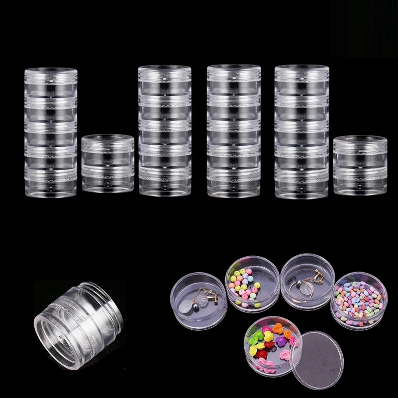 

36 Pcs 5g 10g Empty Stackable Creams Jars Round Clear Storage Boxs Mini Cosmetic container For Jewelry Nail Art Eyeshadow Crafts