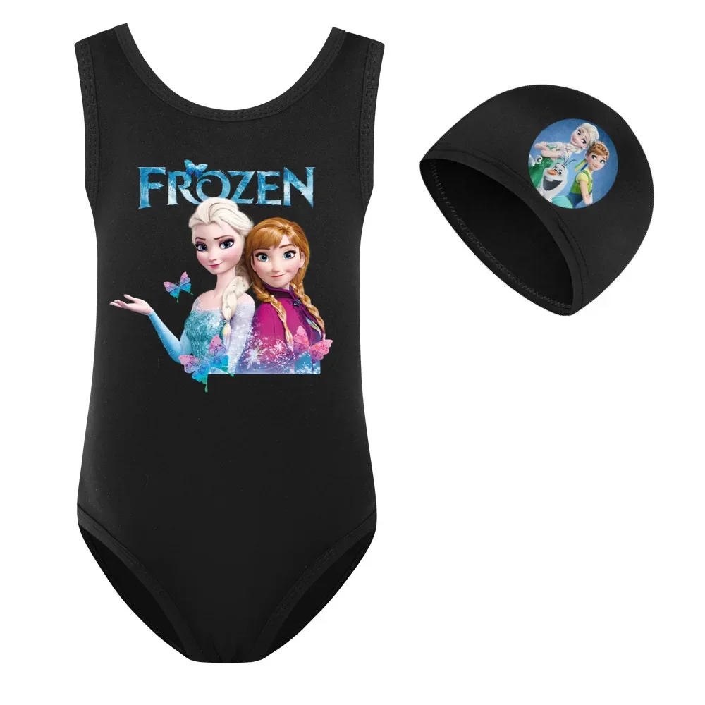 Girls One Piece Swimsuit children swimwear 2 Pcs/Set Cartoon Frozen Anna Elsa Kid Sport for Beach