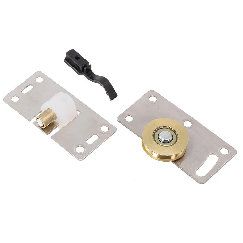 1set Stainless Steel Pulley Heavy Duty Sliding Door Wheels Pulleys Rollers Runners For Cupboard Cabinet Funiture Accessories