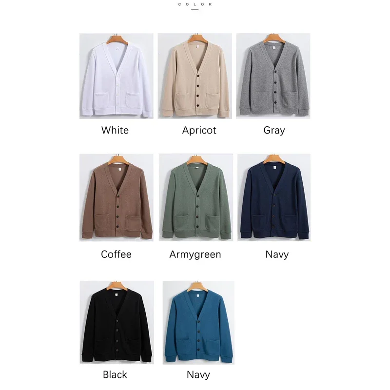 BROWON-Cardigã masculino de malha com gola v, roupas casuais sólidas, moda coreana, 80% algodão, outono, novo, 2021