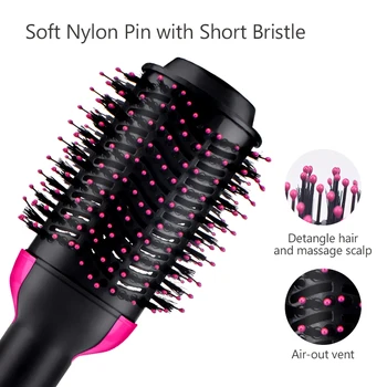 Alternative view of One Step Hair Dryer & Volumizer Salon Hot Air Paddle Styling Brush Negative Ion Generator Hair Straightener Curler