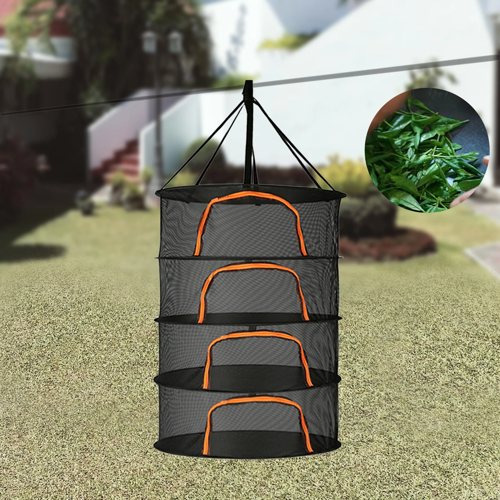 2/4/6/8 Layer Plant Drainer Hanging Mesh Plant Drying Rack Hanging Mesh Drying Net for Food Flowers Meat 4