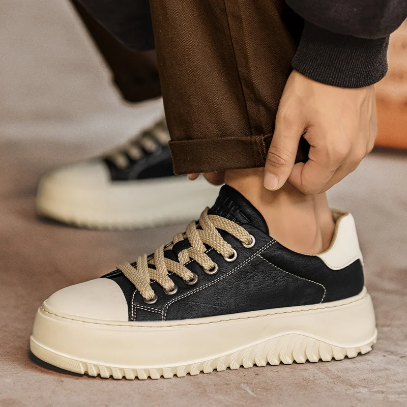 New autumn and winter men's board shoes Trendy high-quality Style Outdoor leisure party Daily youth walking thick soled shoes 4