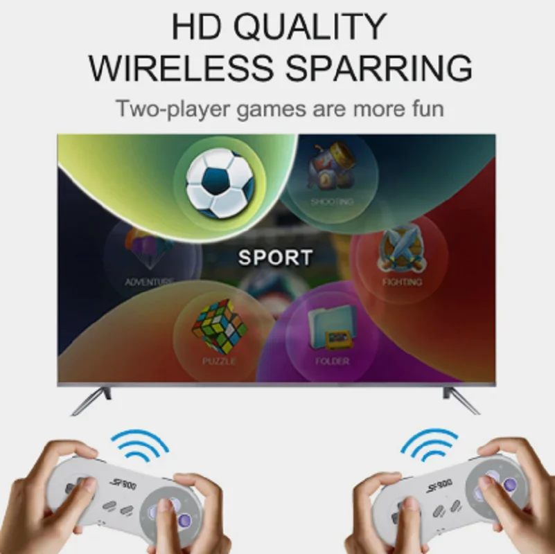 SF900 Mini Video Console Dual Wireless Gamepads TV Stick Built-in 5000 Classical Retro Games HD Output Two Player Game_voghion.com