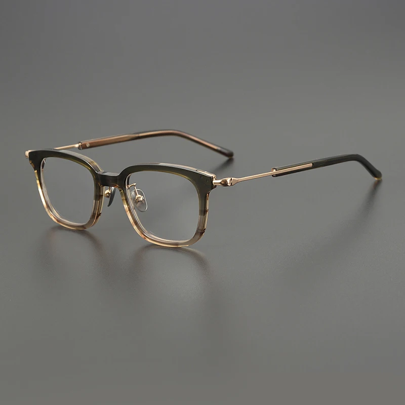 Niche square glasses frame men and women big face retro literary fashion pure titanium optical prescription myopia glasses