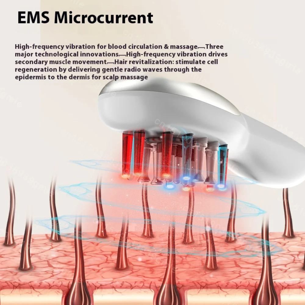 Electric RF Hair Growth Comb Oil Applicator Red Blue Vibration Head Massage Brush Micro-current Stimulates Scalp Anti-Hair Loss