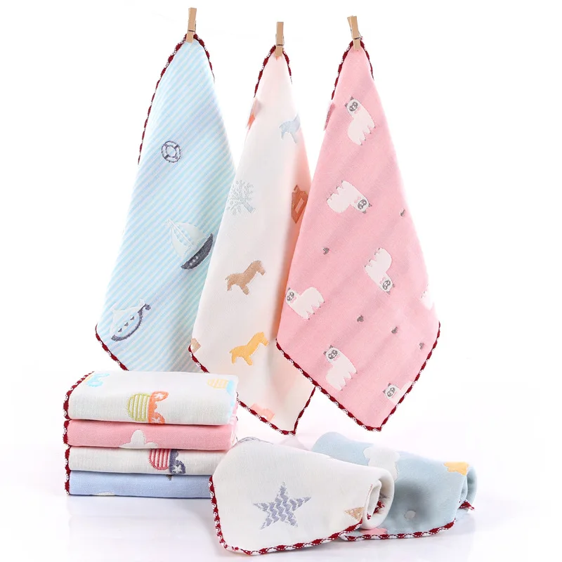 5PCS Baby Towel Bath Towels Cotton Face Washcloth Muslin Squares Hand Wipe Gauze Newborn Bathing Feeding Kids Handkerchief