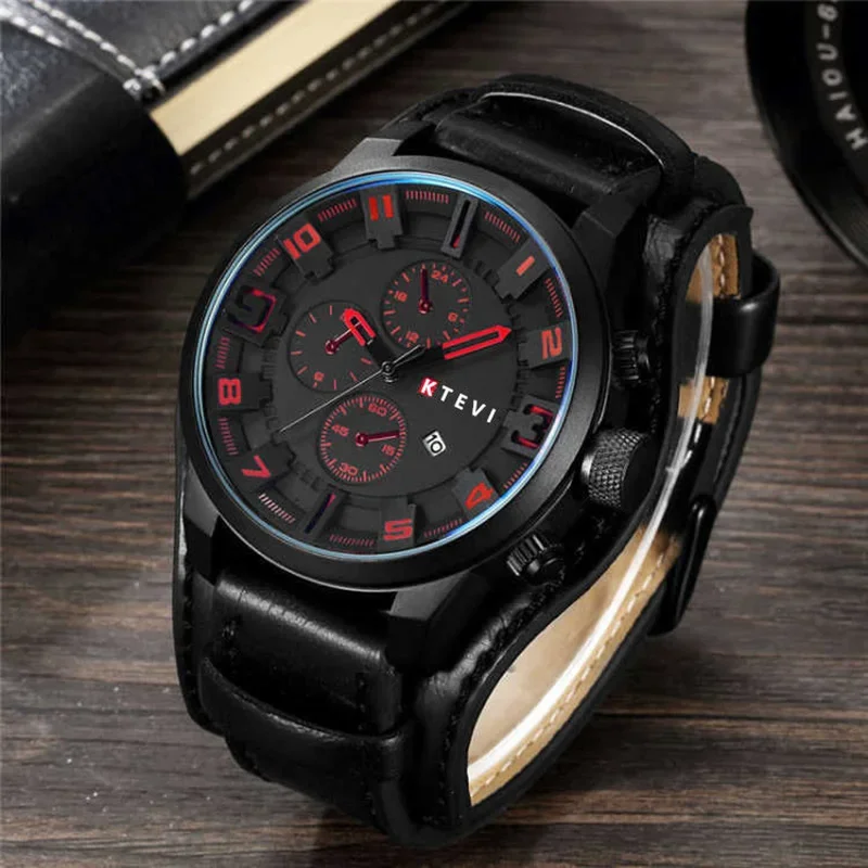 YIKAZE Luxury Leather Strap Men Quartz Classic Retro Watch for Men Waterproof Big Dial Date Business Men's Wristwatches