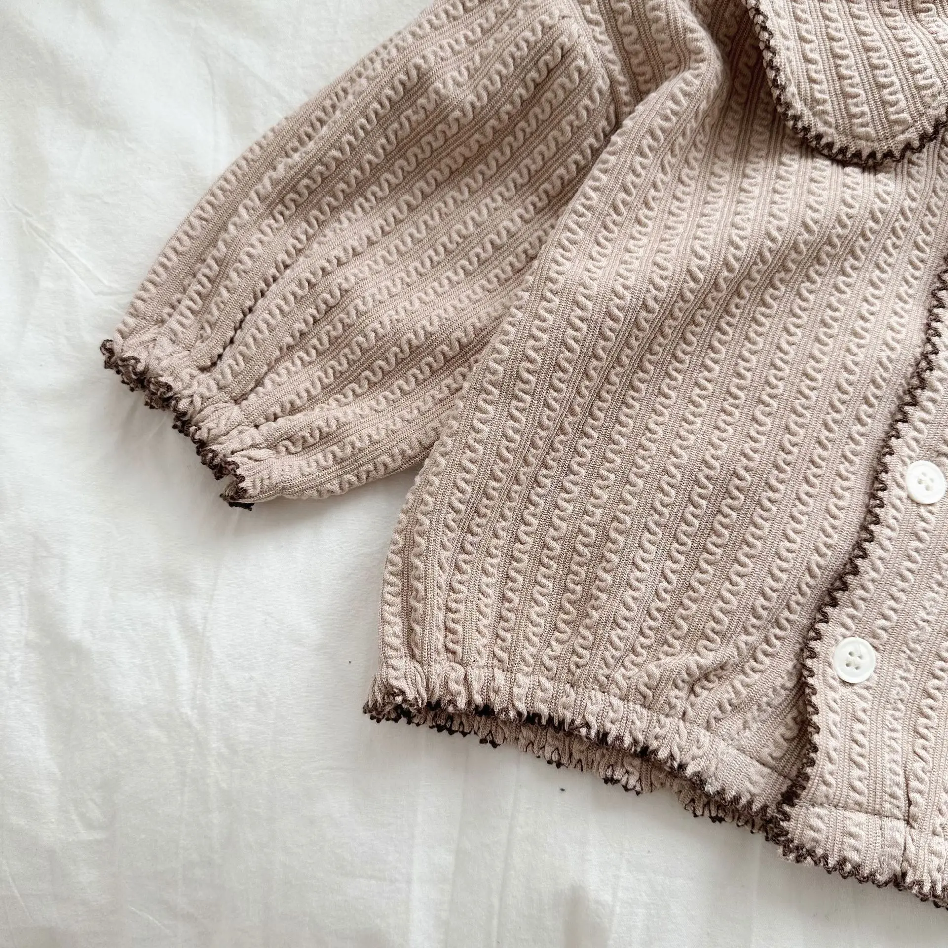 Spring Autumn Girl Infant Solid Fashion Long Sleeve Coat Baby Lapel Casual Jacket Newborn Cotton Cardigans Loose Kid Tops